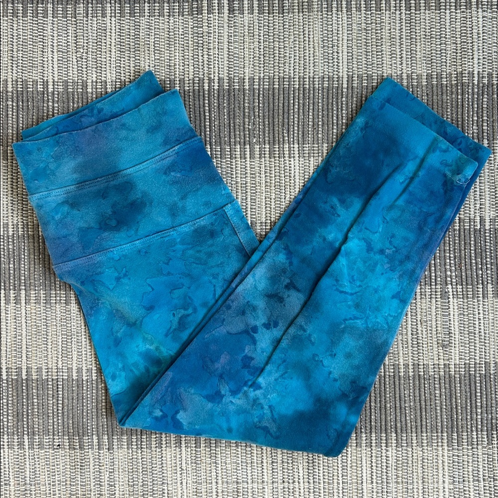 HARD TAIL FOREVER tie dye blue capri yoga leggings size S 90% cotton 10% lycra - Picture 9 of 13